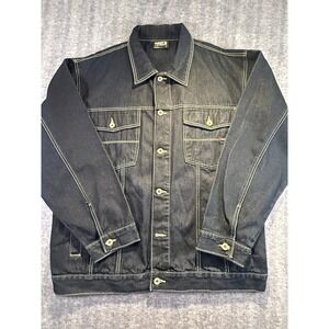Southpole Vintage Denim Jacket Mens Large Dark Wash Contrast Stitch Trucker L
